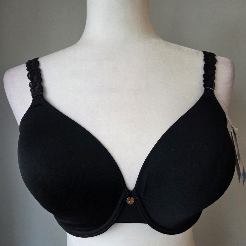 Natori Pure Luxw Elegant Black Lace Strap Bra